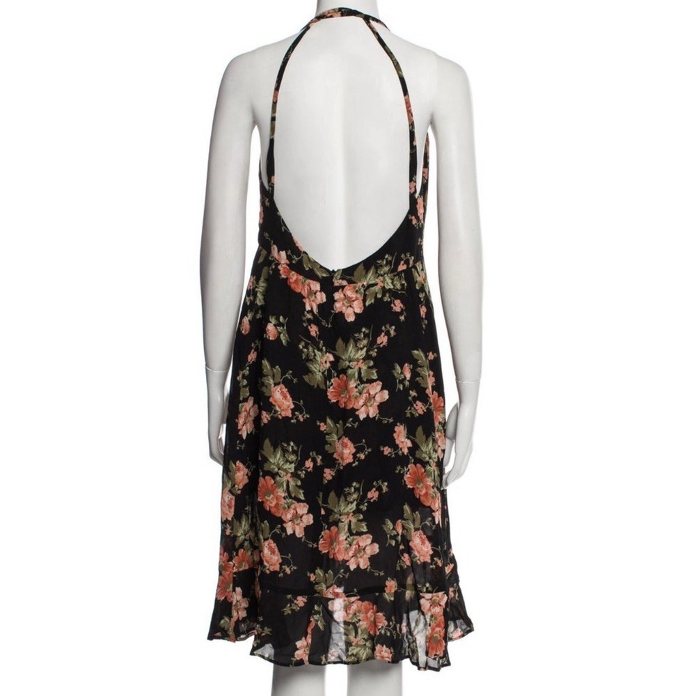 Reformation Black Floral Midi Dress with Pink & Green Bouquet - Picture 7 of 7